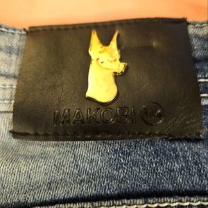 Makobi Mens Jeans Biker Moto Distressed‎ Size 36X32